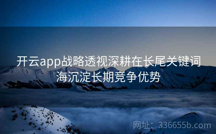 开云app战略透视深耕在长尾关键词海沉淀长期竞争优势