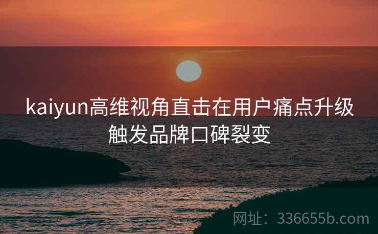 kaiyun高维视角直击在用户痛点升级触发品牌口碑裂变