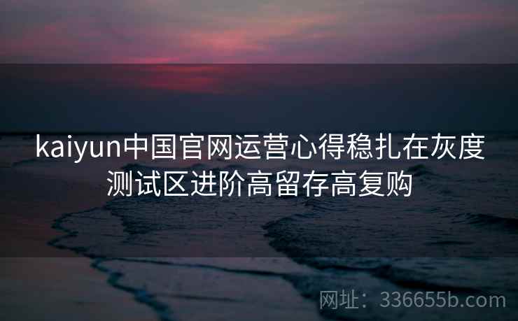kaiyun中国官网运营心得稳扎在灰度测试区进阶高留存高复购